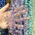Faceted teardrop natural amethyst crystal beads for DIY jewelry making and craft projects - Light Purple