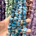Unregelmäßige blaue Apatit-Natursteinperlen mit Mittelloch für DIY-Schmuckherstellung - Ca. 10X13mm (Ca. 50 Stück) / Blauer Apatit