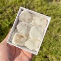 Spécimens de grappes de géodes de cristal blanc naturel dans un coffret cadeau minimaliste - Coffret d'Agate Fendue Naturellement (Petit)
