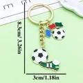 Detailed close-up showing soccer keychain dimensions 8.3cm by 3cm for sports fans - Soccer Shoe and Flag Style (ER2181) / 3x8.3cm