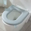 Grey waterproof EVA foam toilet seat cover with NICE embossed lifting handle for hygiene - Gray