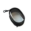 Black portable transparent storage pouch with metal clip for earphones and data cables - Black