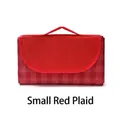 Portable waterproof picnic mat with a small red grid pattern and carrying handle - 600D Oxford Cloth Red Plaid / 1x1.5m