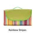 Portable waterproof outdoor picnic mat with colorful rainbow stripes and green handle - 600D Oxford Cloth Rainbow Stripes / 1x1.5m