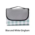 Portable waterproof outdoor picnic mat in a classic blue and white checkered pattern - 100x150cm / Blue & White Plaid