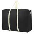 Durable large capacity black moving and storage bag with white reinforced handles - 60 Liters / Black