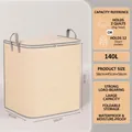 Large 140L yellow striped storage bag for quilts and clothes, foldable and waterproof design. - Beige Stripes 140L