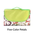 Foldable waterproof outdoor picnic mat with multicolor petal pattern and green handle - Five-Color Petals / 1x1.5m