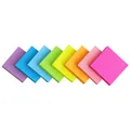 Fila di otto colorati blocchetti di foglietti adesivi quadrati da 3x3 pollici neon - 8 Pezzi/Confezione / Multicolore Fluorescente