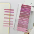 Macro view of translucent gradient pink PET index tabs attached to a clear plastic ruler - 16 Pieces Pack / Deep Pink Gradient
