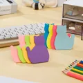 Close-up of vibrant cat-shaped sticky notes on a desk with colored pencils - Cat Shaped (YY-Y03) / 8 Pieces/Pack