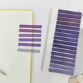Detail view of purple gradient PET transparent index tabs on a clear ruler scale. - 16 Pieces Pack / Purple Gradient