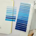 Detail view of blue gradient PET transparent waterproof index sticky notes for books. - 16 Pieces Pack / Deep Blue Gradient
