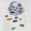 Autocollants décoratifs en PET avec effets sonores de bande dessinée sur un livre - Alphabet / 160 Pièces/Pack