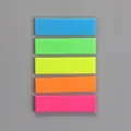 Set of five vibrant fluorescent PET index tabs for page marking and student stationery - 44*12mm / Full-Color Style