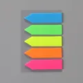 Neon arrow shaped PET index tabs in five vibrant colors on a transparent plastic card - 44*12mm / Arrow Style