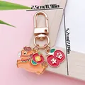 Detailed view of a cute cartoon zodiac horse keychain featuring specific dimensions and charms - 2026 Year of the Horse Peace Blessing Pony (ER2133) / 2.5x5.2mm / Orange