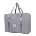 Large capacity grey waterproof travel duffel bag with sturdy handles and front pocket - Gray