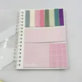 Multifunctional sticky note set in spiral notebook with pink grid and to-do list pads - 80 Pages / Pink