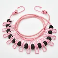 Pink portable travel clothesline with 12 clips and anti-slip beads for drying. - Pink (With Interval Buckle)