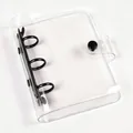 Mini 3-ring portable transparent PVC loose-leaf binder cover with black snap button - Mini 3-Hole Binder Shell / Black Cover