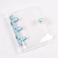 Portable mini 3-ring transparent PVC binder cover featuring light blue metal rings - Mini 3-Hole Binder Shell / Blue Shell