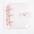 Mini 3-ring binder cover in clear PVC with pink accents and snap closure - Mini 3-Hole Binder Shell / Pink Shell