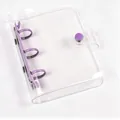 Mini 3-hole binder with transparent PVC shell and purple rings for portable scrapbooking - Mini 3-Hole Binder Shell / Purple Cover