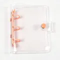 Mini transparent PVC 3-hole loose-leaf binder with pink rings - Mini 3-Hole Binder Shell / Orange Cover