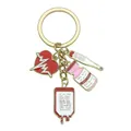 Llavero médico con corazón ECG, termómetro y colgantes de frascos de medicina - Estilo de Tema Médico 4 (ER757) / 8.3x3cm