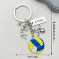 Silver alloy volleyball keychain with dimensions 8.3cm length and 3cm ball diameter - Silver Volleyball Pendant Style (LS423)
