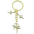 Modischer goldener Schlüsselanhänger mit funkelnden Sternen für trendige Taschen - Gold-Plated Cross Star Style (ER1249) / 3x8.8cm