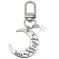 Schlüsselanhänger aus Silberlegierung mit Mond, Stern und 'I Love You'-Gravur für Taschen - Buchstabe Mond D-Ring (ER1253) / 3.5x6.3cm