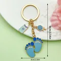 Adorable baby bottle and footprint enamel keychain, 9cm length, baby shower gift - Blue Lollipop Milk Bottle Footprints Style (ER1518)