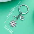 Schlüsselanhänger aus Silberlegierung mit Sonne und Mond, Gesamtlänge 8,5 cm. - Sonne Stern Mond (ER543) / 3x8.5cm