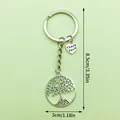 Llavero Árbol de la Vida plateado con corazón Thank You, la longitud es de 8,5 cm - Árbol de la Vida Con Corazón Thank You (LS178)
