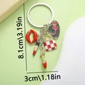Llavero de moda en aleación con dijes de tacones altos, lápiz labial y un bolso - Estilo Sombrero Rojo Lápiz Labial Bolso Zapatos (ER341)