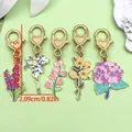Set of 5 enamel flower charms with heart-shaped clasps in colorful floral designs - Flower Set (ER764) / 5 Pieces/Pack (5.77x2.09cm)