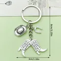 Silver Western cowboy keychain with cowboy hat, boots, and horseshoe charms 8x3cm - Vintage Silver Cowboy Hat Horseshoe Double Boots Set(LS53)