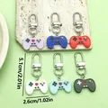 Detailed view of mini game controller keychain set in 6 colors with precise dimensions - Resin Gamepad (ER900) / 6 Pieces/Pack