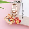 Festive cartoon horse enamel keychain in cream and red with clear dimension markings - 2026 Year of the Horse Money Bag Lucky Bag Pony (ER2135) / 2.5x5.3mm / Off White