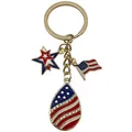 Patriotic Independence Day keychain with American flag stars and stripes charms in gold - Flag Star Style (ER1658)
