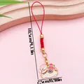 Cartoon zodiac horse keychain in white alloy with red lucky charm bag for bag decor - Zodiac Horse Fulu (ER2126) / 2.5x10.5cm (3.8g)
