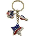 Patriotic July 4th keychain featuring American flag star with sparkling rhinestone details - Rhinestone Star Flag Balloon (ER1663)