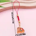 Cute cartoon zodiac horse keychain with festive red rope and clear size dimensions - Zodiac Horse Apple (ER2129) / 2.5x10.5cm (3.7g)