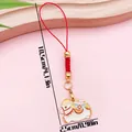 Cartoon Chinese zodiac horse alloy keychain charm in red and gold finish for bags - Zodiac Horse Lucky (ER2130) / 2.5x10.5cm (3.9g)