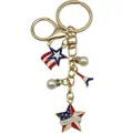 Gold Independence Day themed keychain featuring 4th of July star and pearl charms - Star Pearl Tower Style (ER1667)