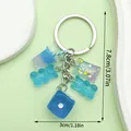 Blue resin gummy bear keychain with dice and sweet candy charms for women accessories - Blue Resin Bear Fruit (LS539) / 3x7.8cm