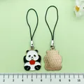 Cute panda phone strap charm with apple, alloy metal bag pendant, SKU front back view - Chinese Style Red Apple Panda (ER976)