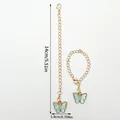 Gold-tone butterfly keychain pendant with light green wings, measuring 14cm long - Rhinestone Butterfly (LS439) / 1.8x14cm / Green